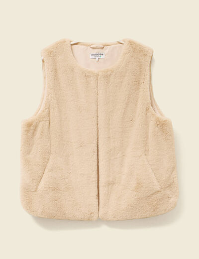 Gilet sans manches doublé beige femme