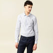 Chemise cintr&eacute;e en coton manches longues gris homme