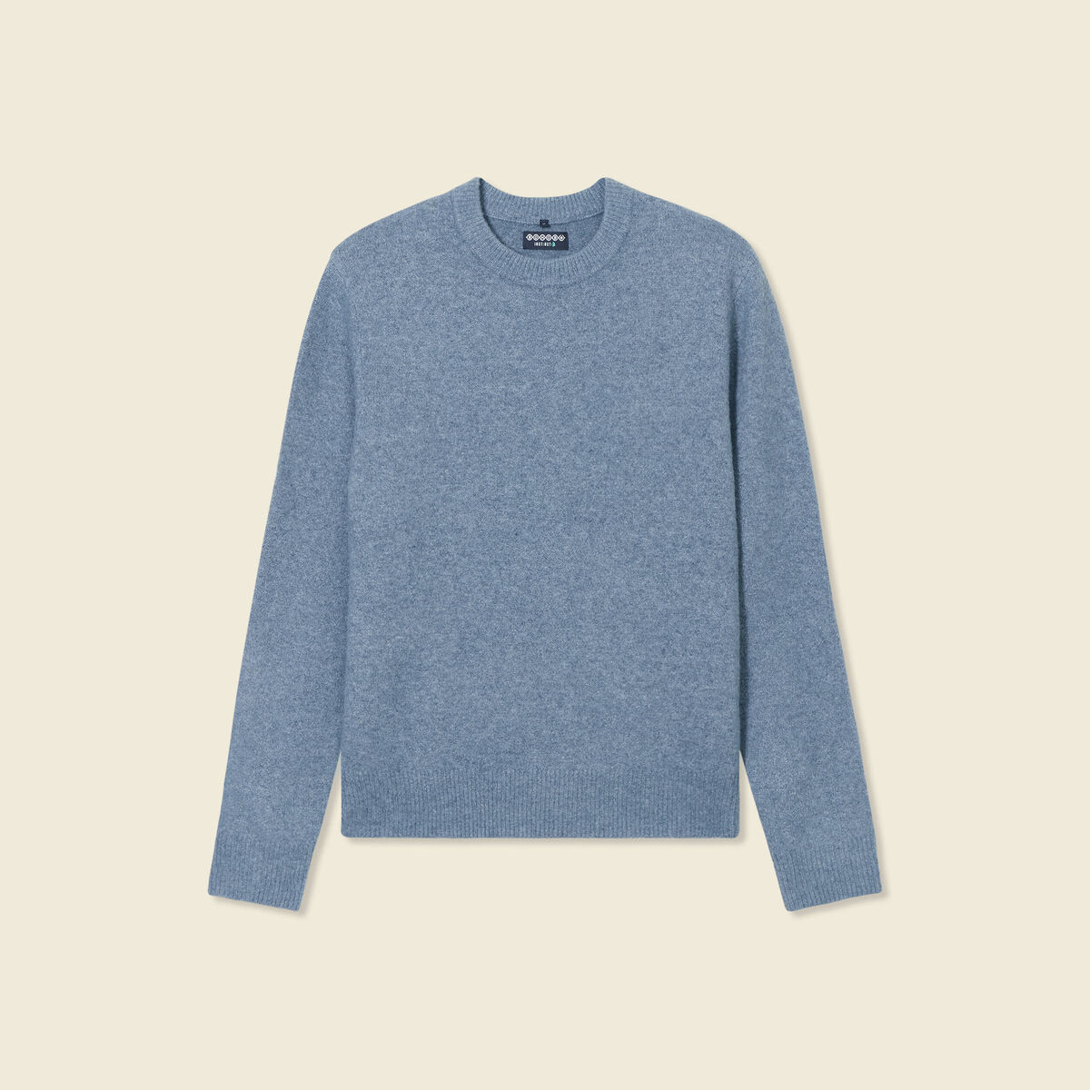Pull manches longues col rond bleu gris homme