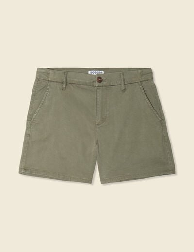 Short chino éco-responsable vert kaki femme
