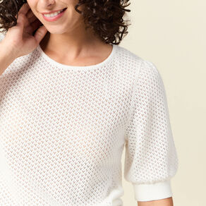pull manches courtes ajoure creme femme Pull manches courtes ajouré creme femme