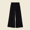 Pantalon large taille haute fluide noir femme
