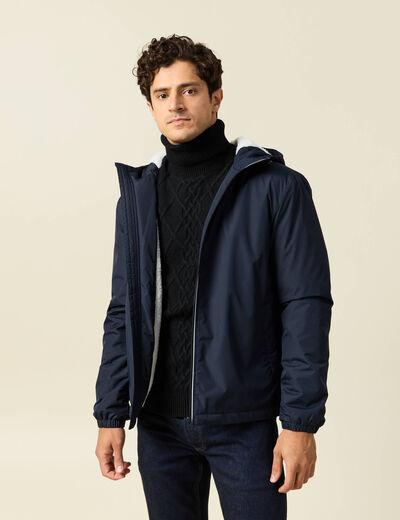 Parka courte droite effet polaire bleu marine homme