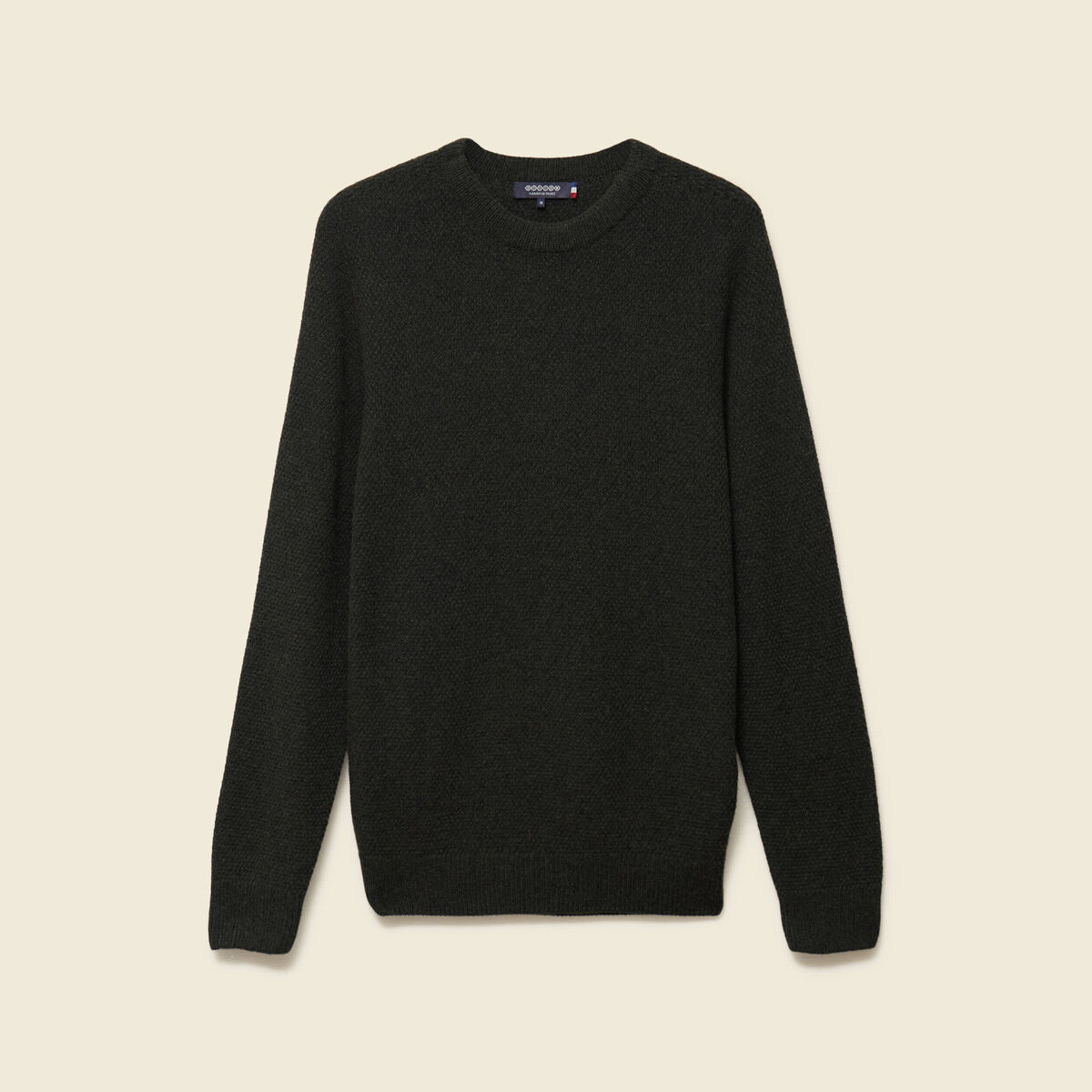 Pull manches longues fabriqu&eacute; en France vert kaki homme