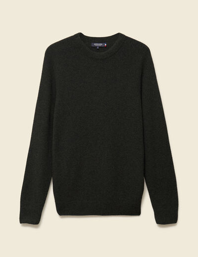 Pull manches longues fabriqu&eacute; en France vert kaki homme