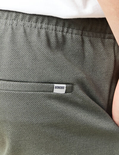 Short droit avec cordon vert kaki homme