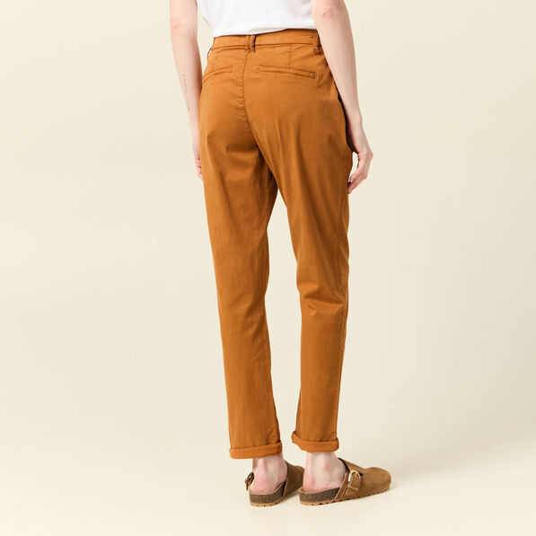 Pantalon chino cigarette marron femme