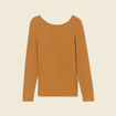T-shirt manches longues brillant marron cognac femme