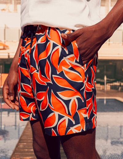 Short de bain orange homme