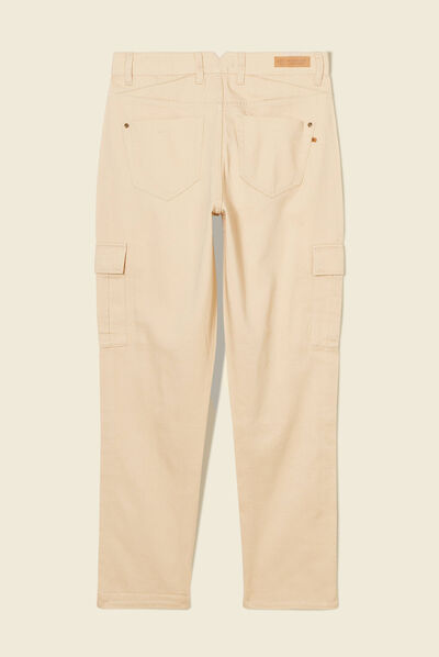 Pantalon cargo beige femme