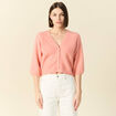 Gilet manches 3/4 rose saumon femme