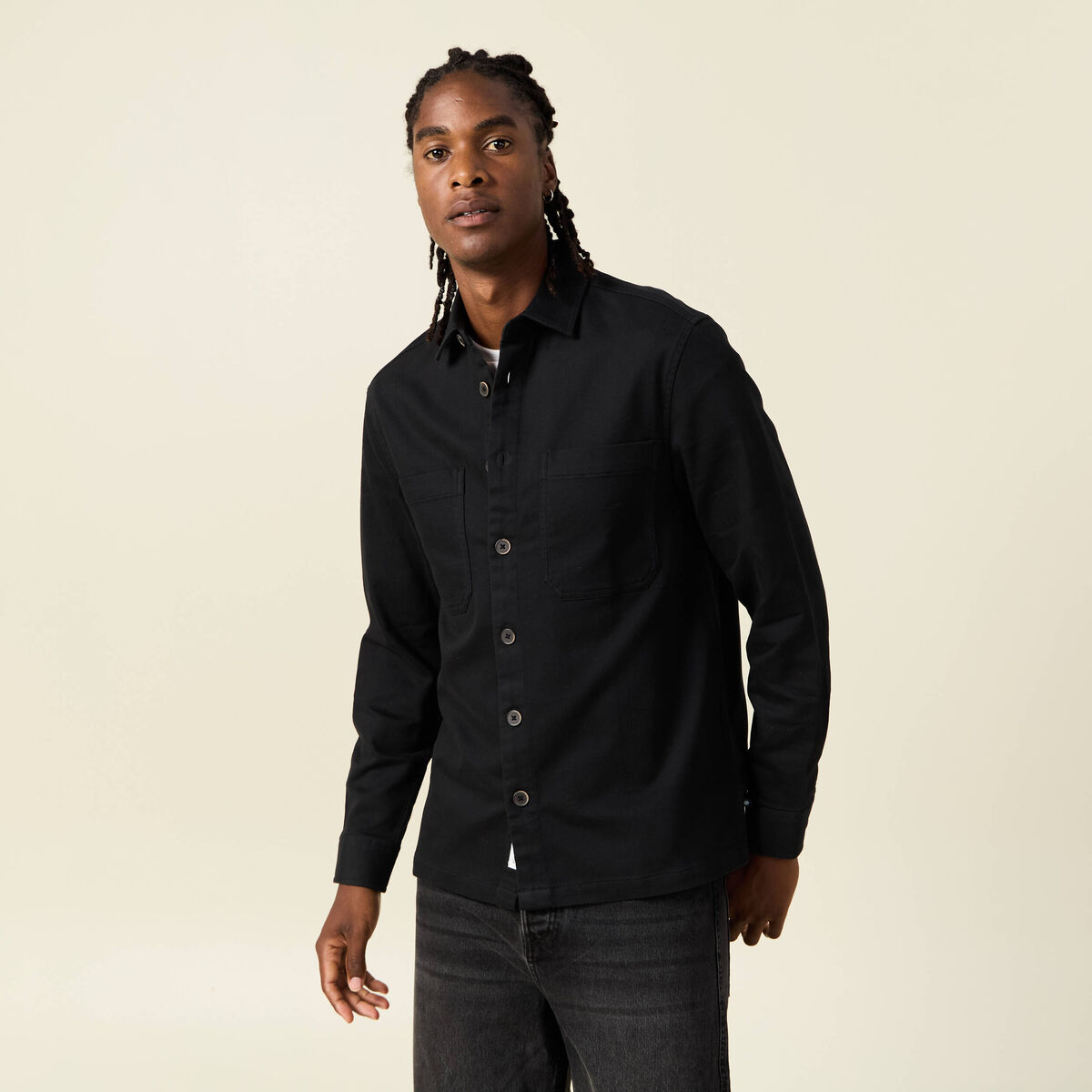 Surchemise manches longues noir homme