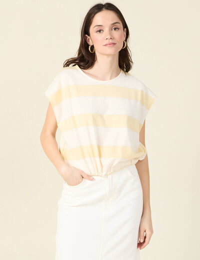 T-shirt manches courtes jaune clair femme