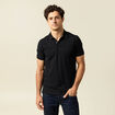 Polo cintr&eacute; en coton manches courtes noir homme