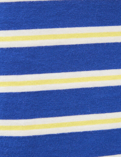D&eacute;bardeur ray&eacute; col rond en coton bleu femme