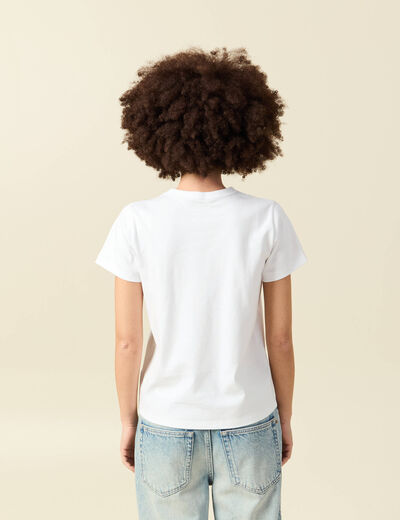 T-shirt cintr&eacute; col rond manches courtes blanc femme
