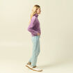 Pull col roul&eacute; manches longues mauve femme