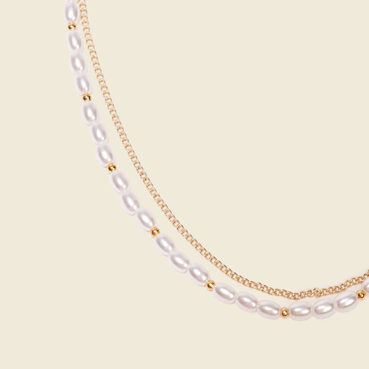 Double collier à perles blanc femme