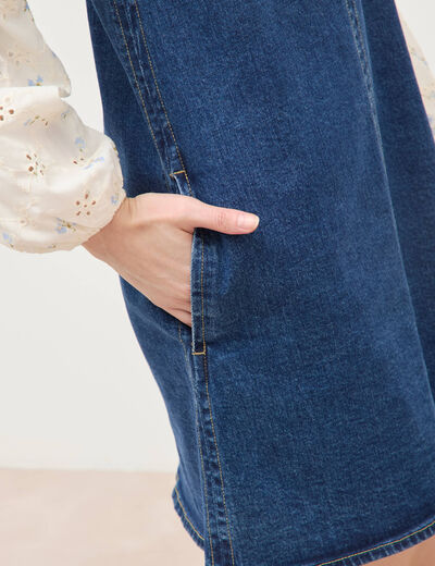 Robe sans manches col rond en jeans denim stone femme