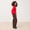 T-shirt cintr&eacute; manches longues rouge femme