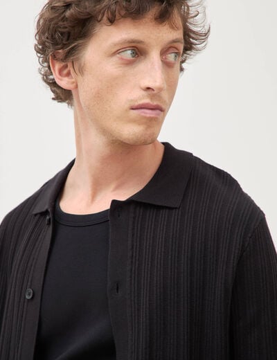 Chemise en coton manches courtes noir homme