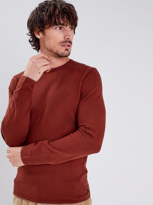 Pull eco responsable marron cognac homme