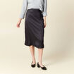Jupe midi droite satin gris fonc&eacute; femme