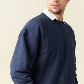 Sweat manches longues bleu marine homme