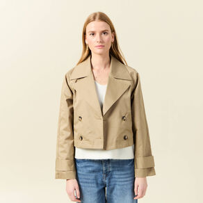 Trench court fluide beige femme