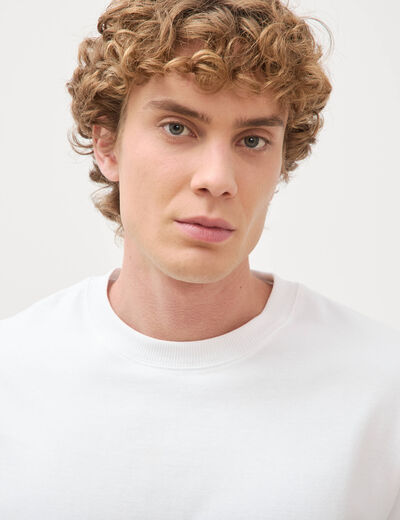 T-shirt en coton manches longues blanc homme