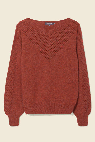 Pull manches longues rouge foncé femme
