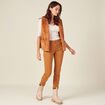 Pantalon slim marron femme