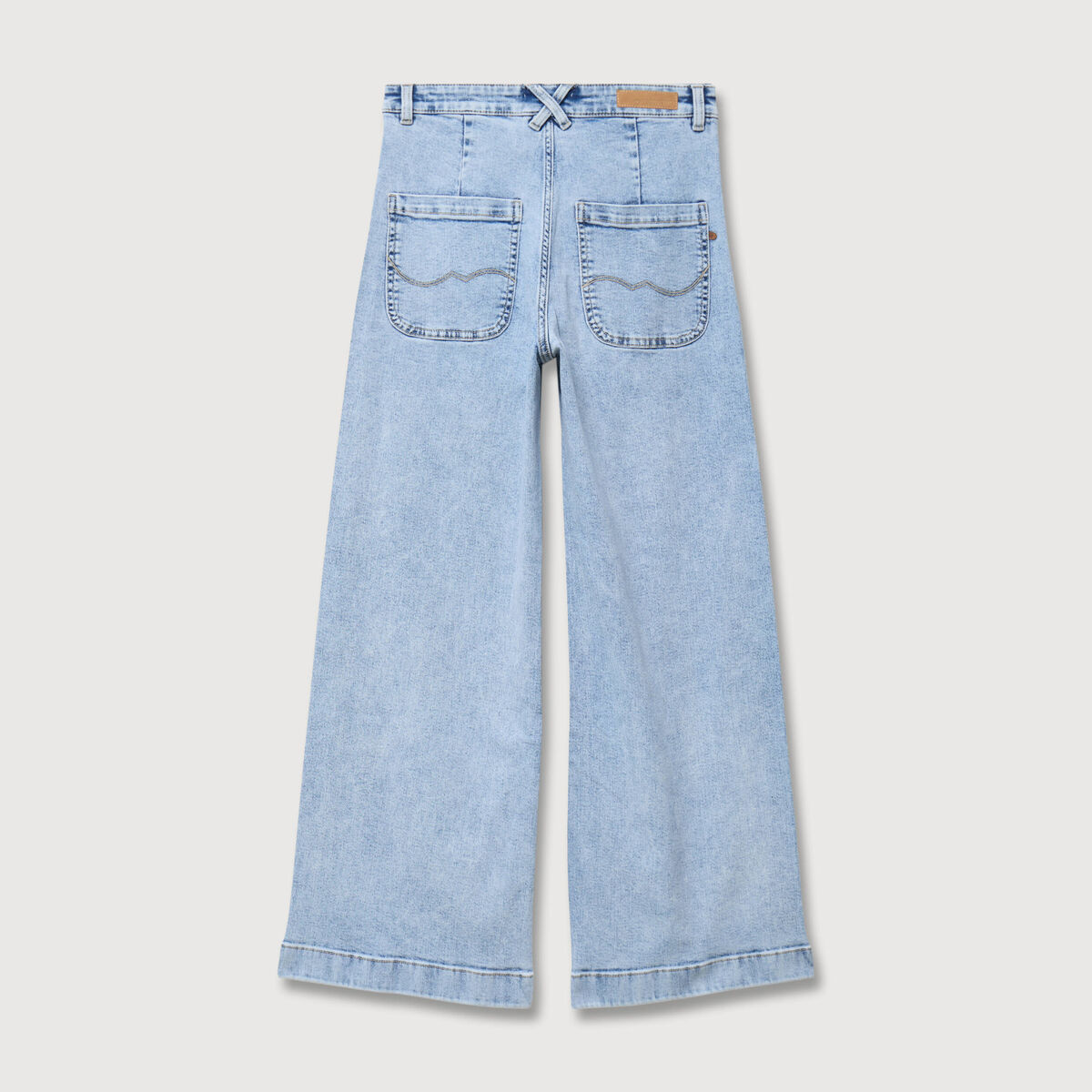 Jeans large taille haute denim bleach femme
