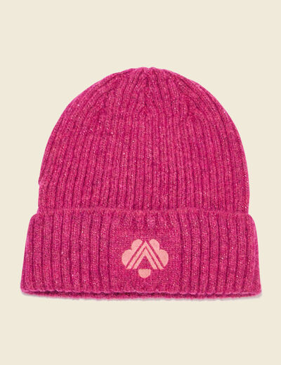 Bonnet tricoté fabriqué en France rose fushia femme