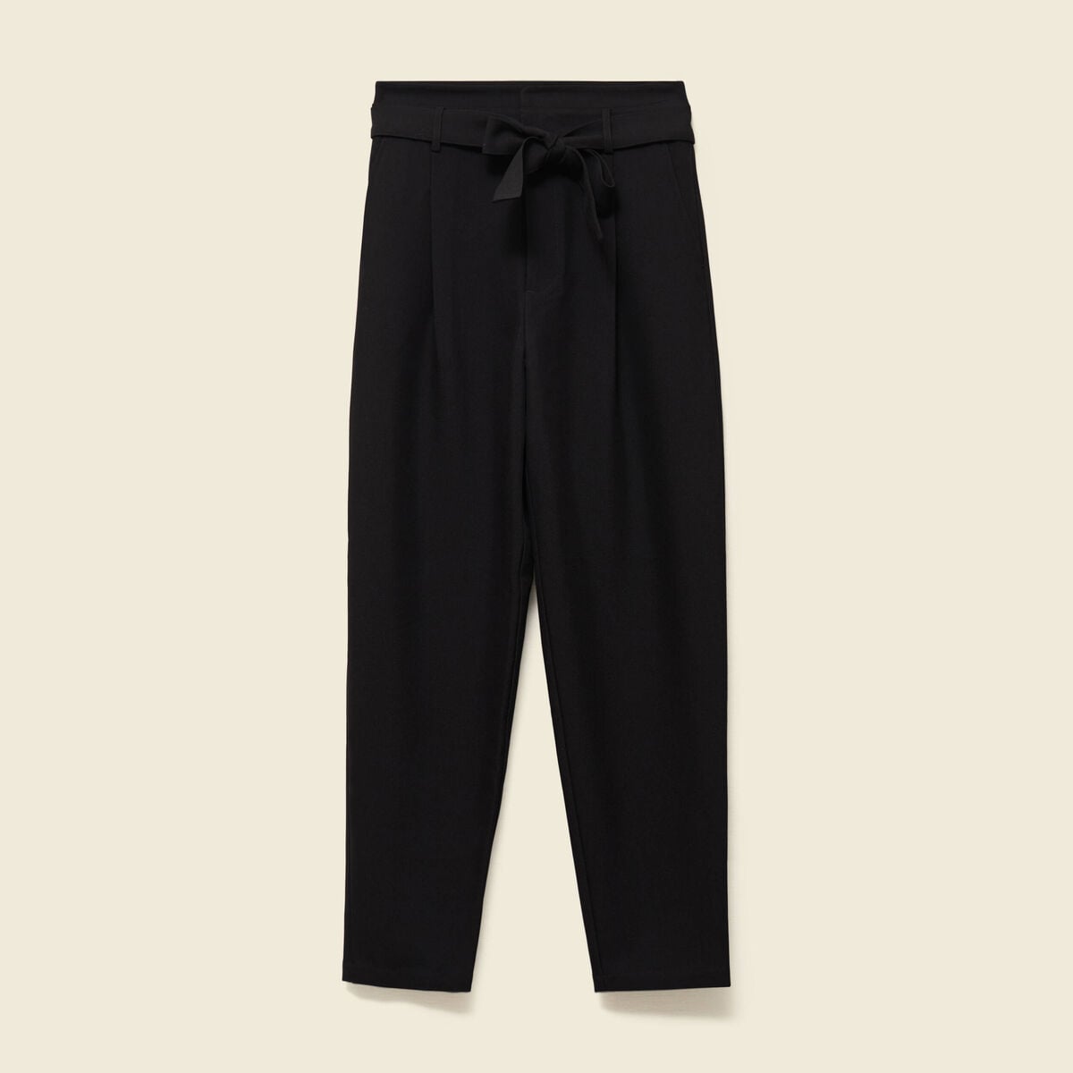 Pantalon carotte taille haute noir femme