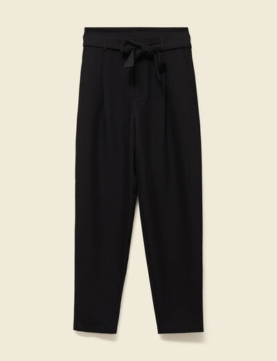 Pantalon carotte taille haute noir femme