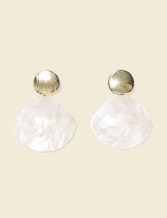 Boucles d'oreilles pendantes ecru femme