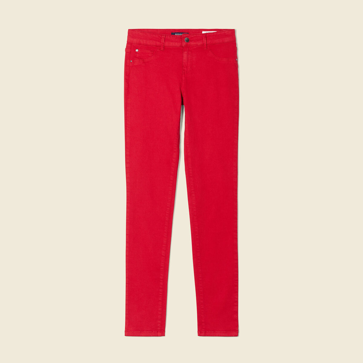 Pantalon slim rouge foncé femme
