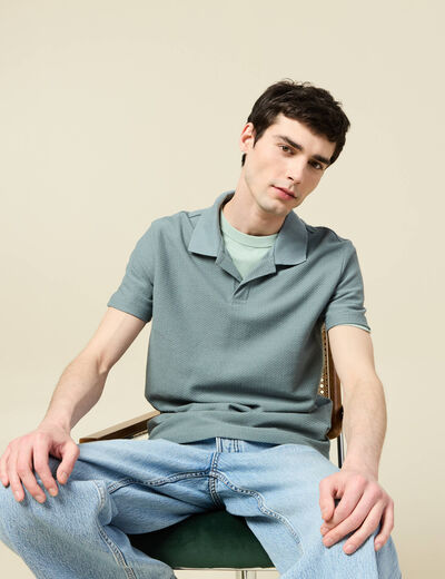 Polo manches courtes bleu gris homme