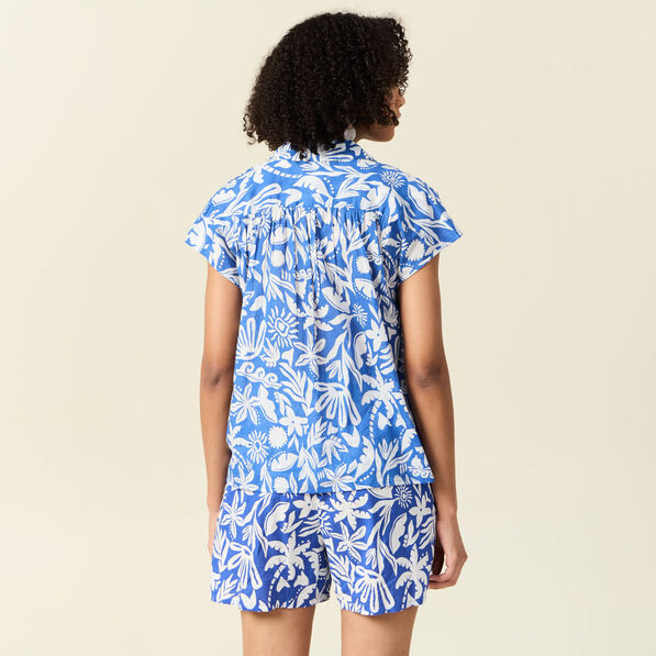 Blouse manches courtes bleu femme