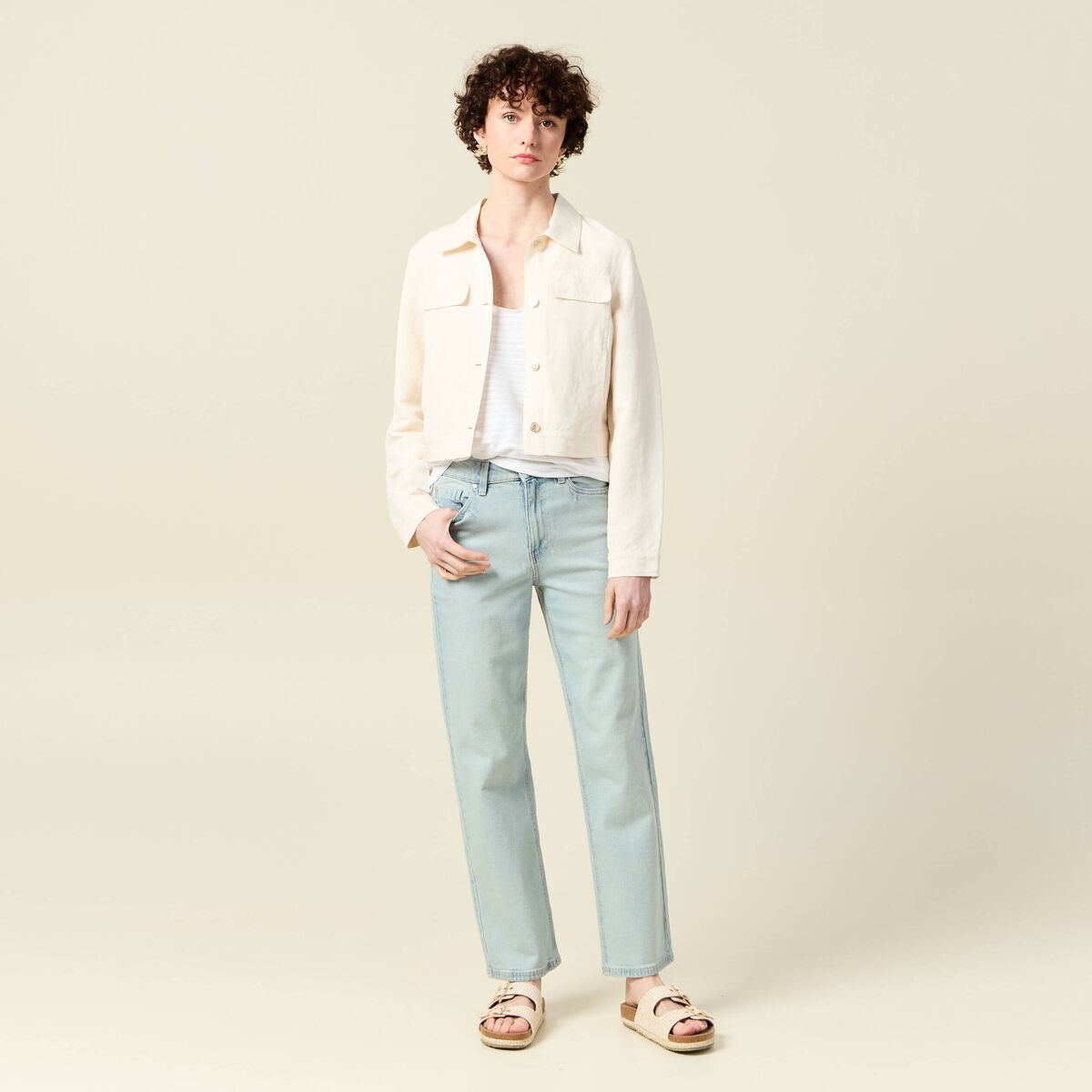 Jeans droit 7/8ème denim baby bleu femme