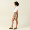 Short mom taille haute camel femme