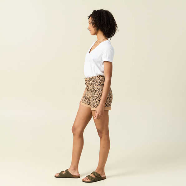 Short mom taille haute camel femme