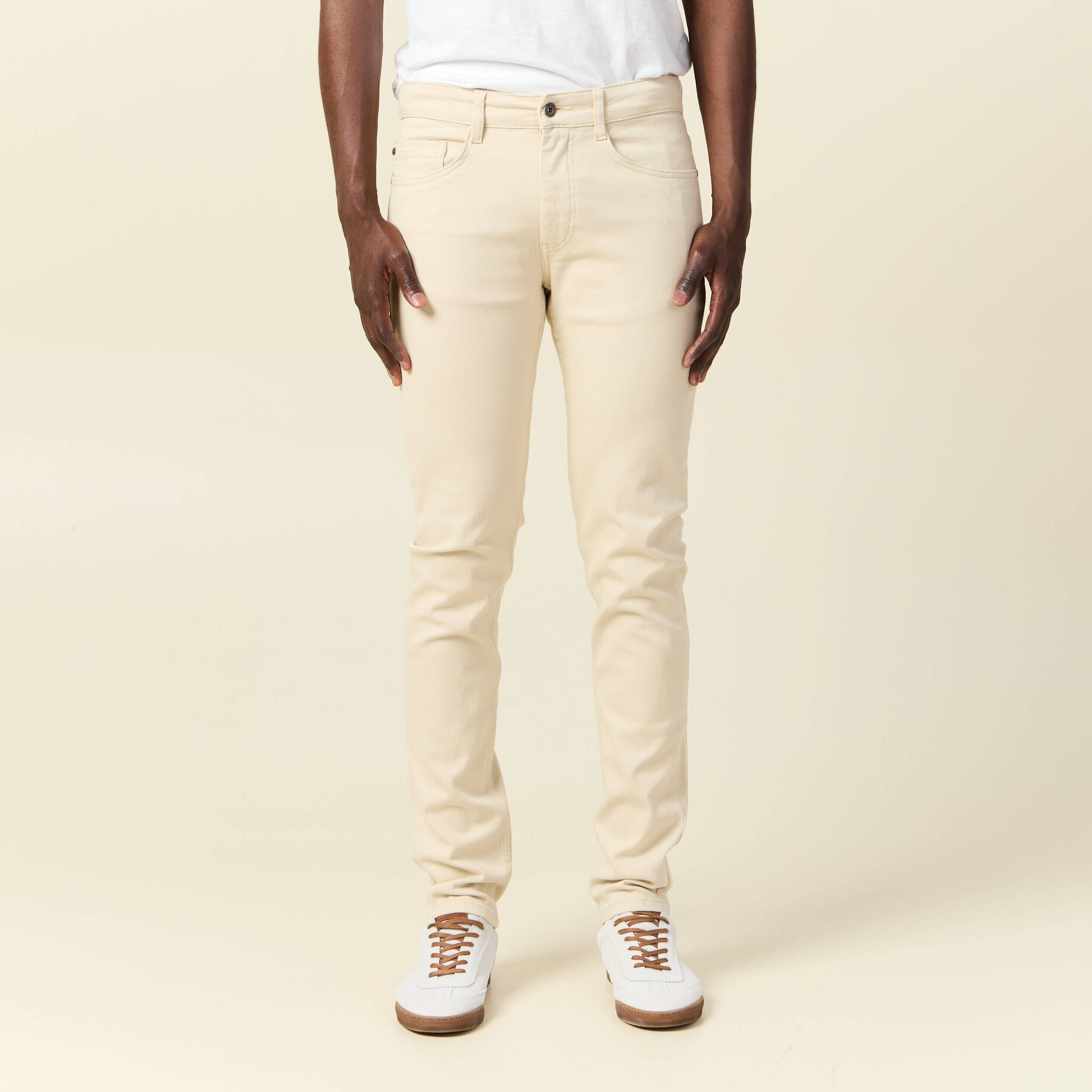 Jean slim beige homme deals