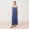 Robe longue fines bretelles col rond bleu marine femme