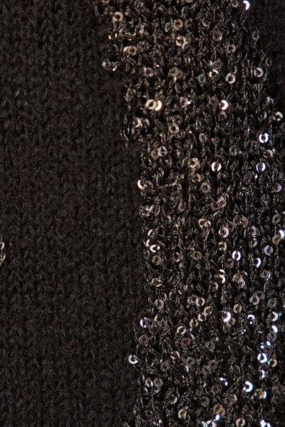Pull éco-responsable sequins noir femme