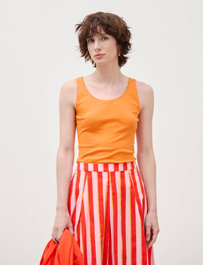 D&eacute;bardeur cintr&eacute; d&eacute;collet&eacute; sans manches orange clair femme