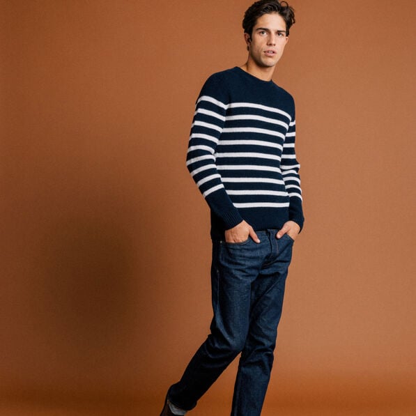 pull manches longues fabrique en france bleu marine homme Pull manches longues fabriqué en France bleu marine homme