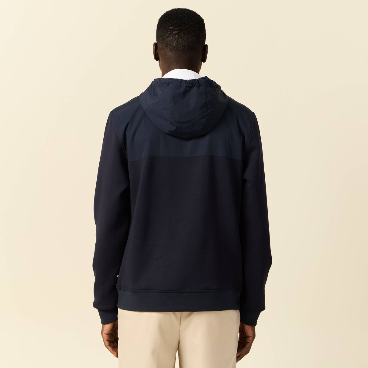Sweat zipp&eacute; &agrave; capuche bleu marine homme