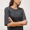 Pull manches courtes col rond brillant noir femme
